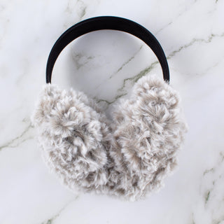 Faux Fur Earmuffs - Gray and White