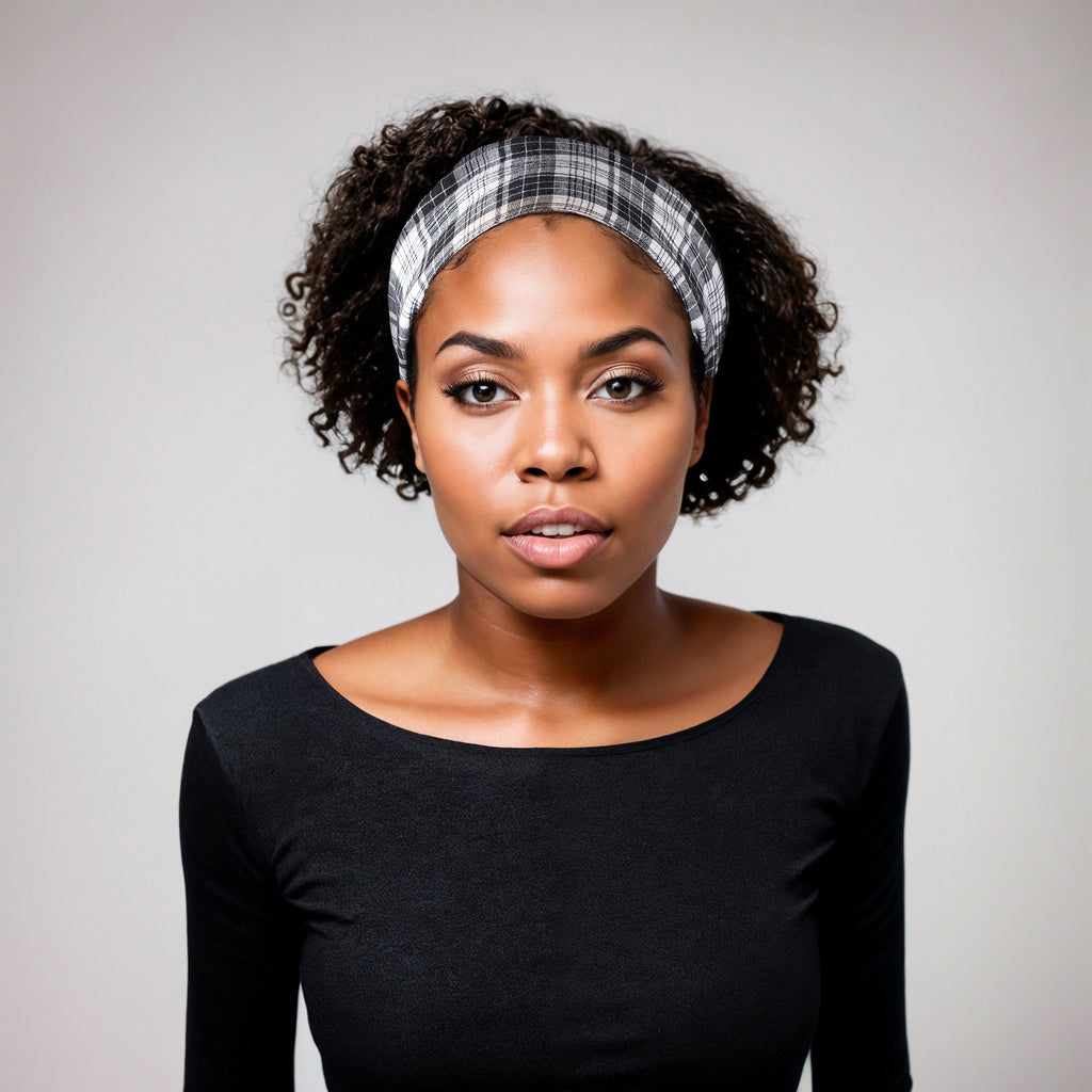 Satin Lined Headband in Black and White Plaid – Zuri Craftworks